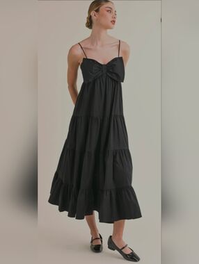 RESET by Jane Black Isabela Bow Tie Tiered Maxi Dress With Pockets!